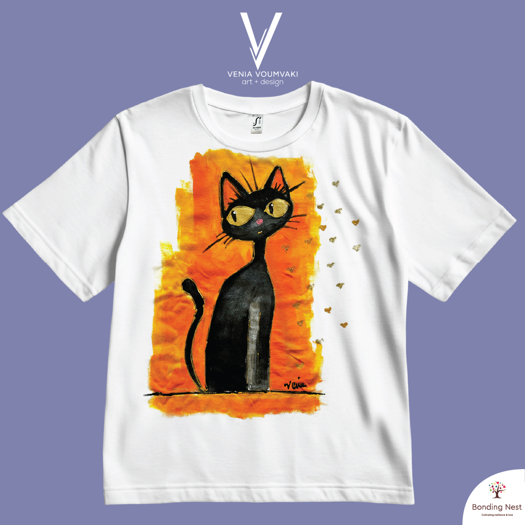 Handmade T-shirt design Cat - Kids 10 y.o.
