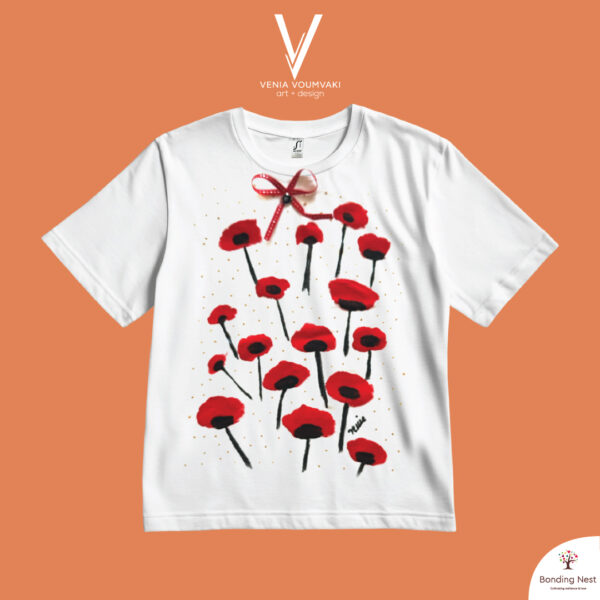 Μπλουζάκι με σχέδιο στο χέρι - Poppies - Παιδικό, 4 ετών