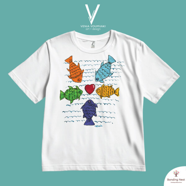 Μπλουζάκι με σχέδιο στο χέρι - Fish - Παιδικό, 6 ετών