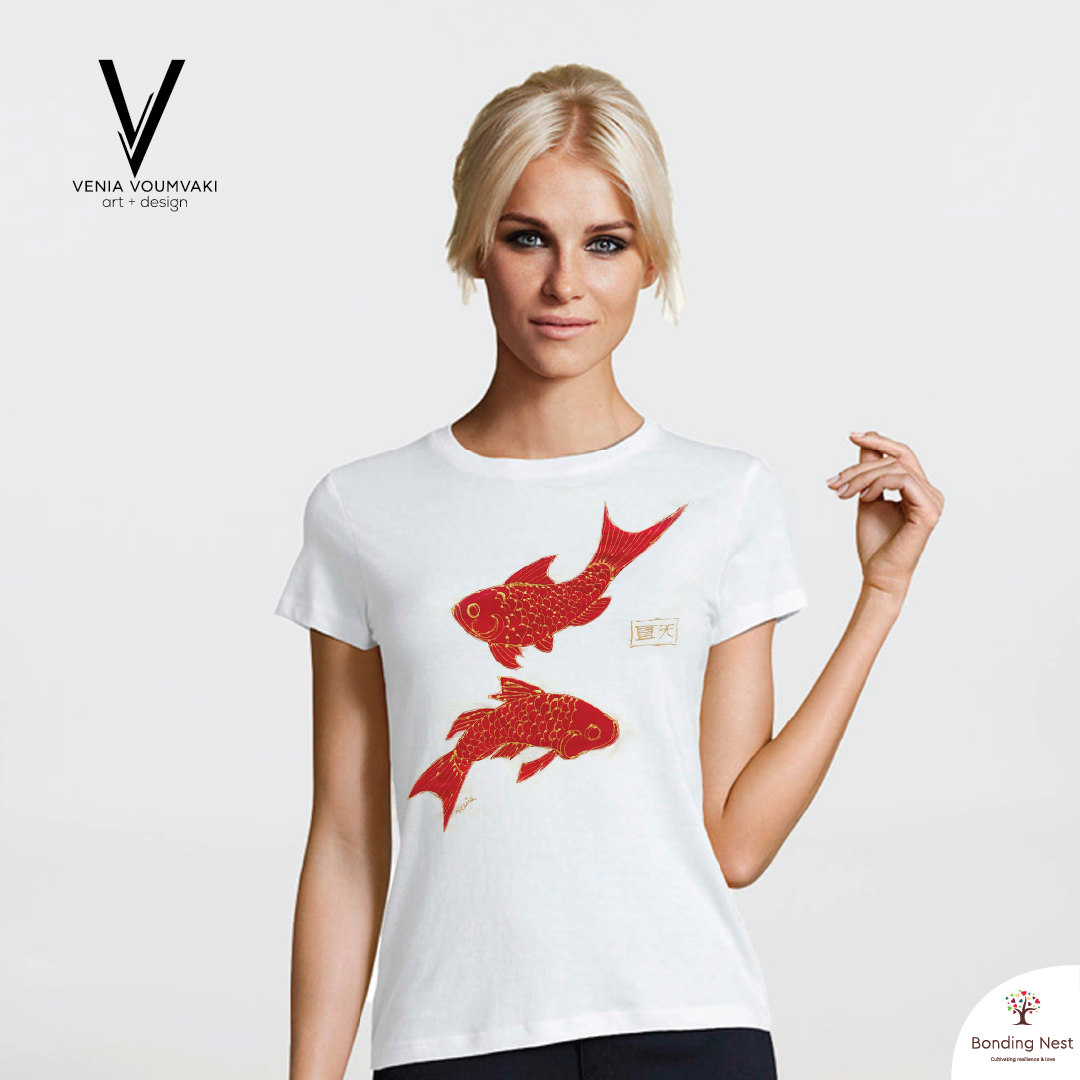 Handmade T-shirt design Chinese Fish - Women